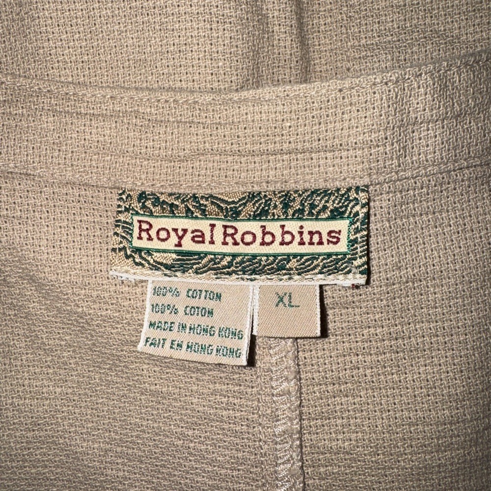 Royal Robbins Womens XL Tan Cotton Sleeveless Button Front Maxi Dress Pockets - Picture 3 of 5